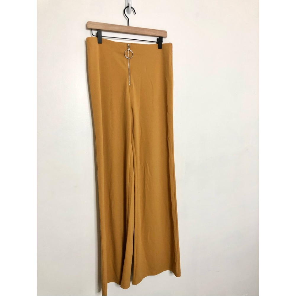 Forever 21 Women’s Wide Leg/Flare Mustard Yellow Trousers W/Zip Up